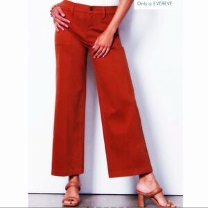 BOGO! EVEREVE Beth Wide Leg Trouser Pant Brick Red Burgundy 25